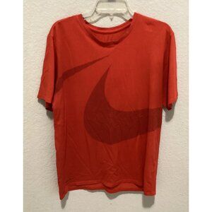 Nike Red Short-Sleeve Crewneck T-Shirt With Large Swoosh Logo Design Size L